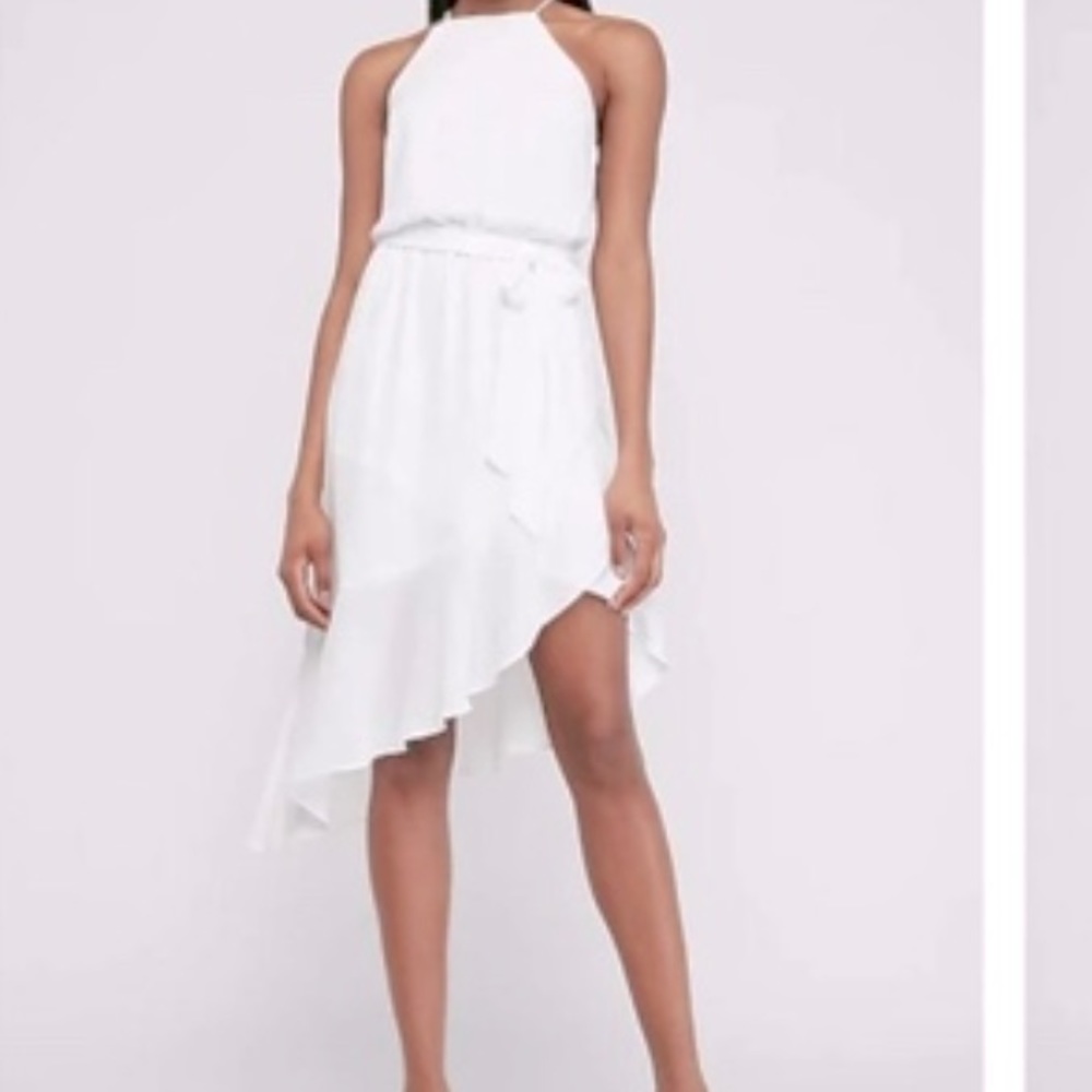 Express white dress high low flowy sz M